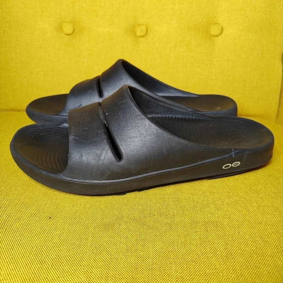 OOFOS OOahh Sport Flex Recovery Slide Black Sandal Slip On Comfy Women 12 Men 10 main image 6